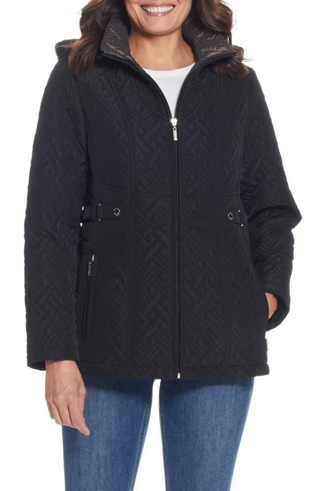 Gallery Quilted Jacket with Removable Hood in Black Cover