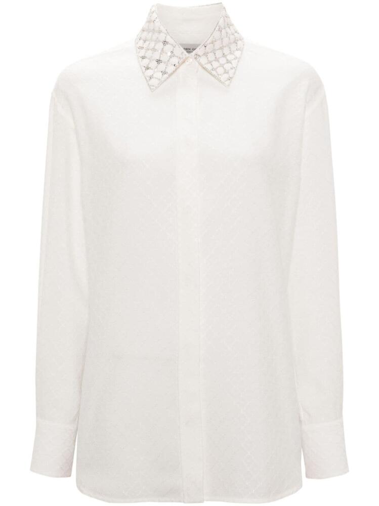 Golden Goose embellished-collar patterned-jacquard shirt - White Cover