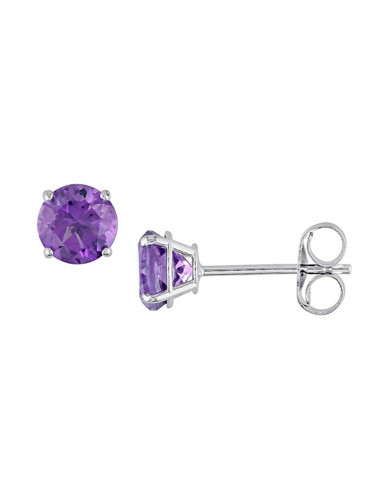 Sonatina Women's 14K White Gold & Amethyst Stud Earrings Cover