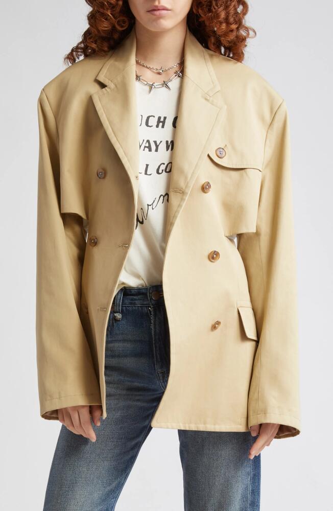 R13 Open Back Double Breasted Blazer in Light Khaki Cover