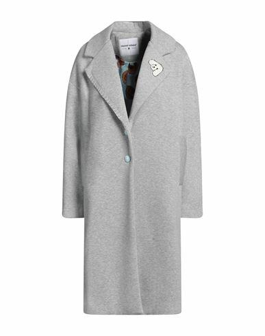 Front Street 8 Woman Coat Grey Cotton, Polyethylene Cover