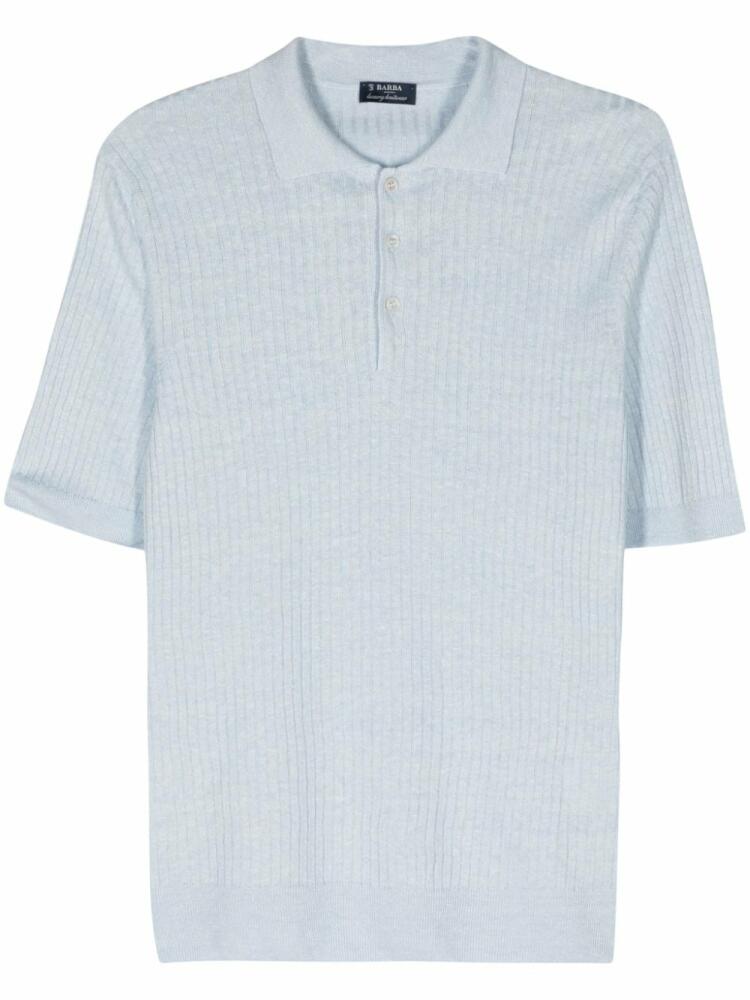 Barba short-sleeve ribbed polo shirt - Blue Cover