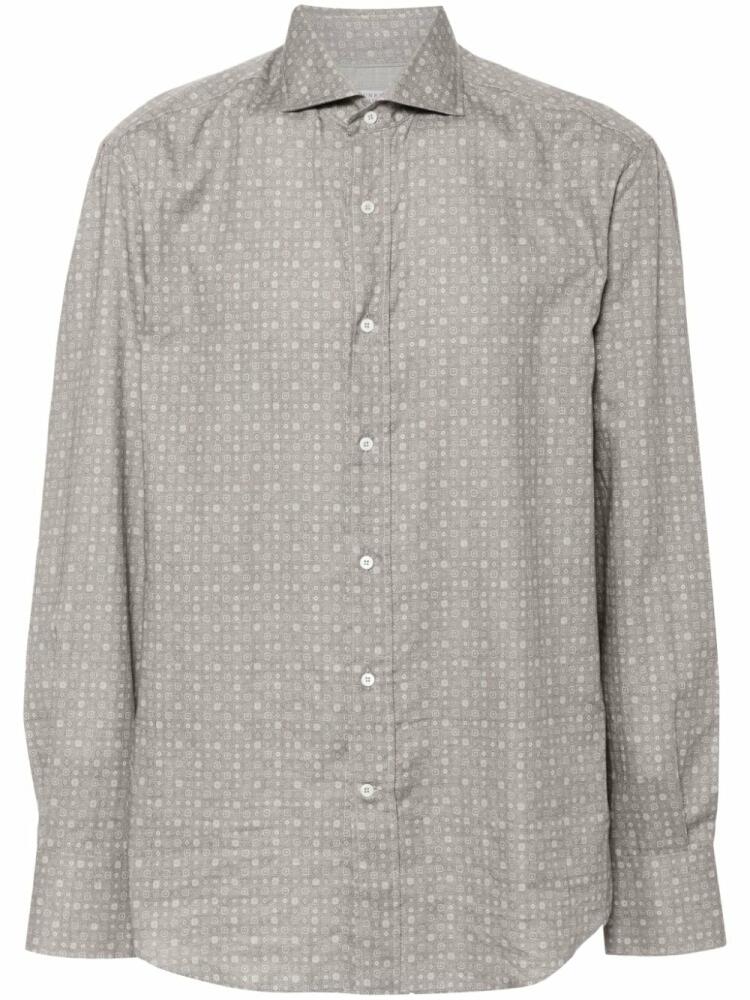 Brunello Cucinelli graphic-print cotton shirt - Grey Cover