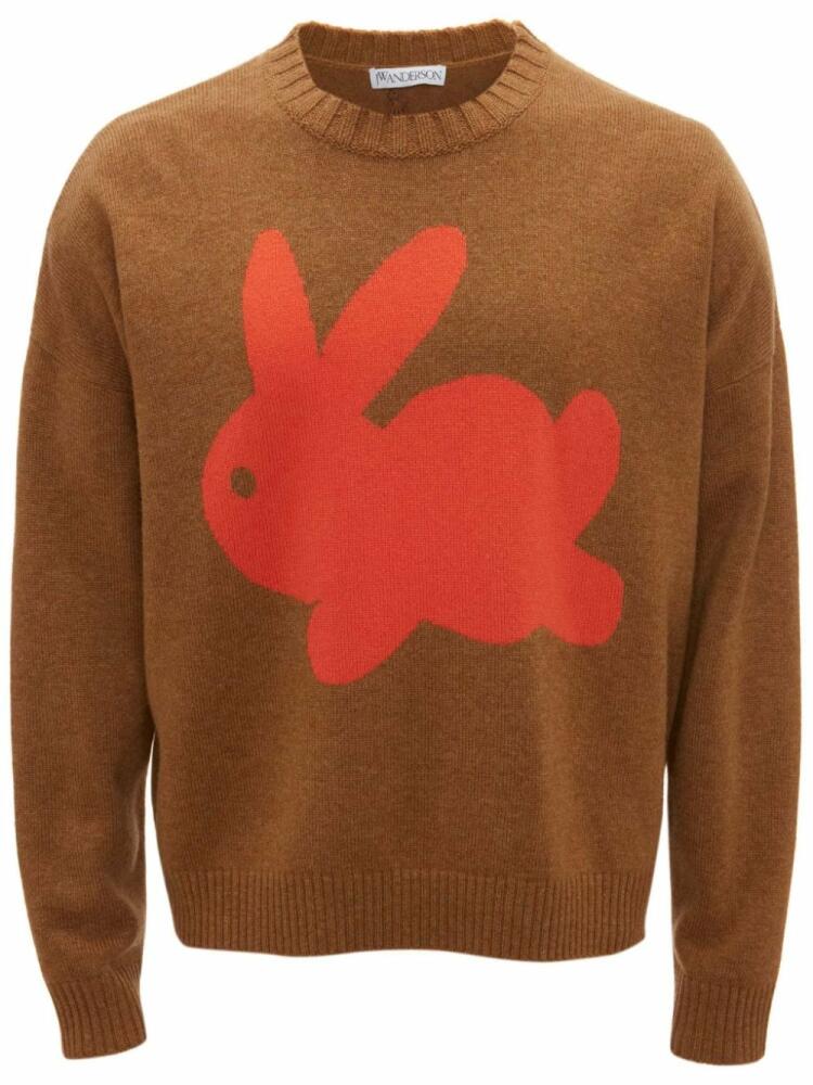 JW Anderson bunny-print wool-blend jumper - Brown Cover