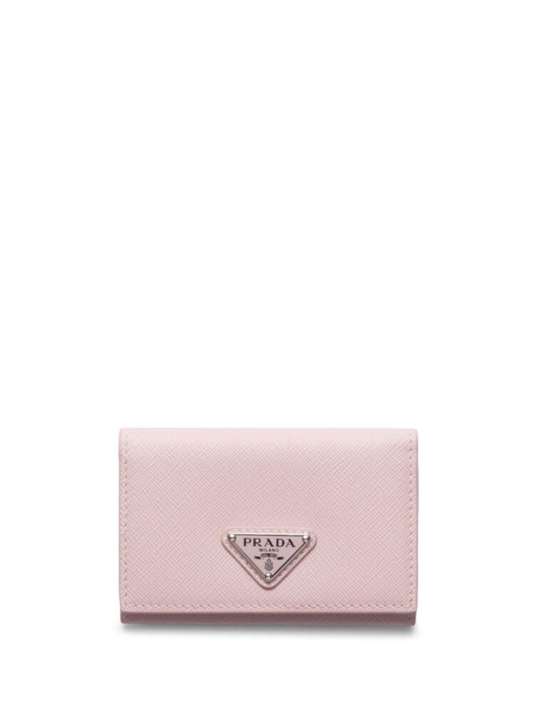 Prada triangle-logo leather cardholder - Pink Cover