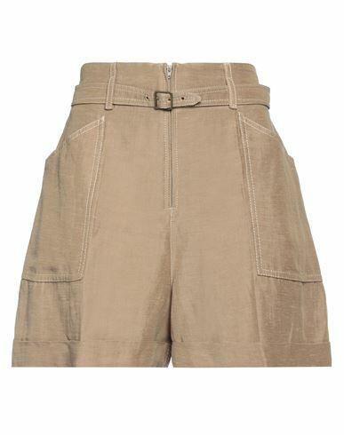 Sandro Woman Shorts & Bermuda Shorts Brown Viscose, Linen Cover