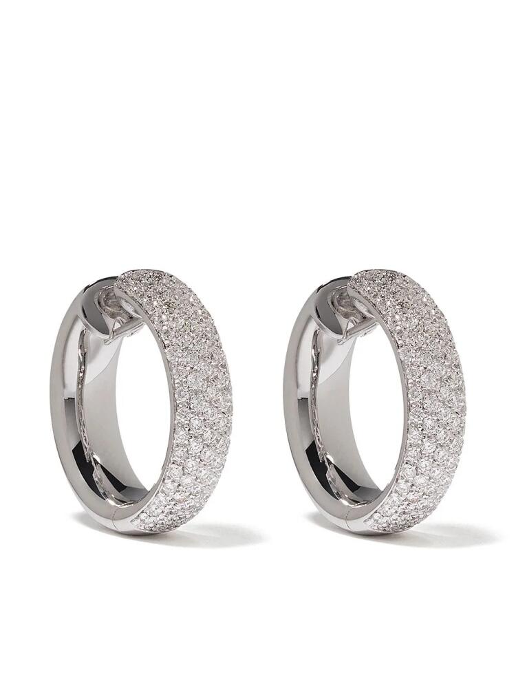 LEO PIZZO 18kt white gold Diamante diamond hoop earrings - Silver Cover