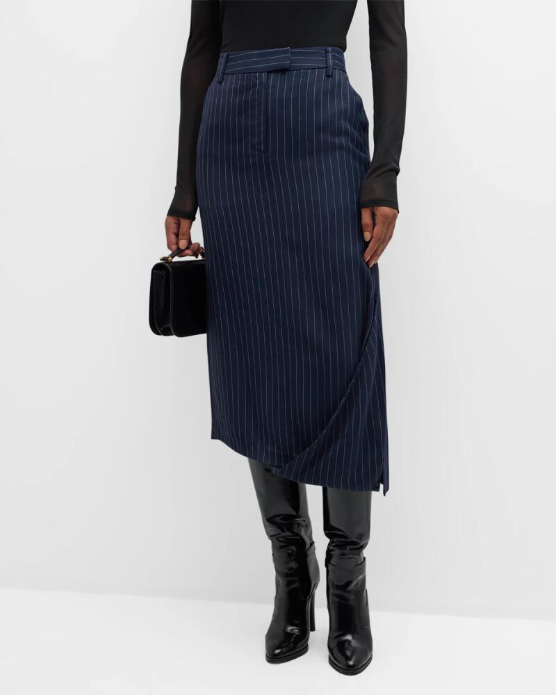 RECTO Pinstripe Asymmetric Midi Skirt Cover