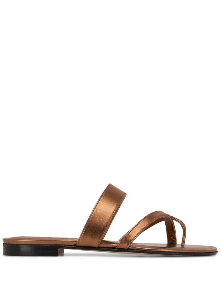 Manolo Blahnik Susa multi-strap metallic slides - Brown Cover