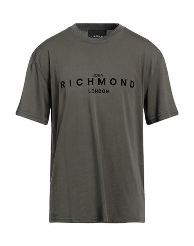 John Richmond Man T-shirt Military green Cotton Cover