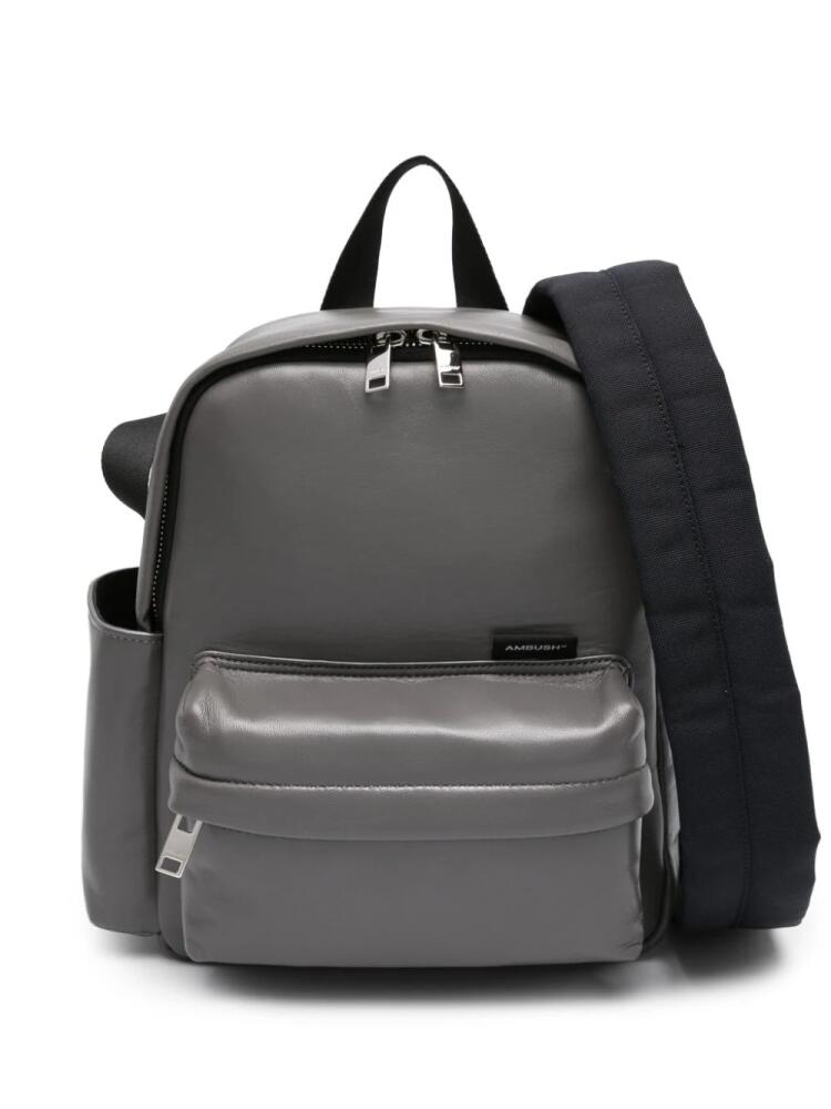 AMBUSH logo-tag leather backpack - Grey Cover