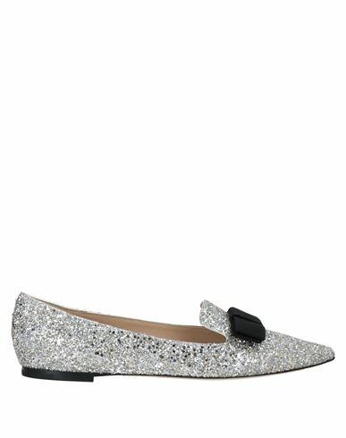 Jimmy Choo Woman Loafers Silver Soft Leather, Textile fibers Cover