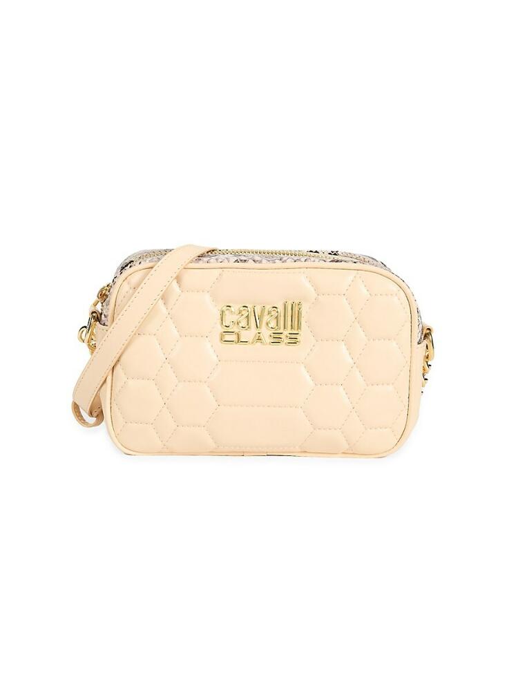 Cavalli Class by Roberto Cavalli Women's Logo Quilted Crossbody Bag - Cream Cover