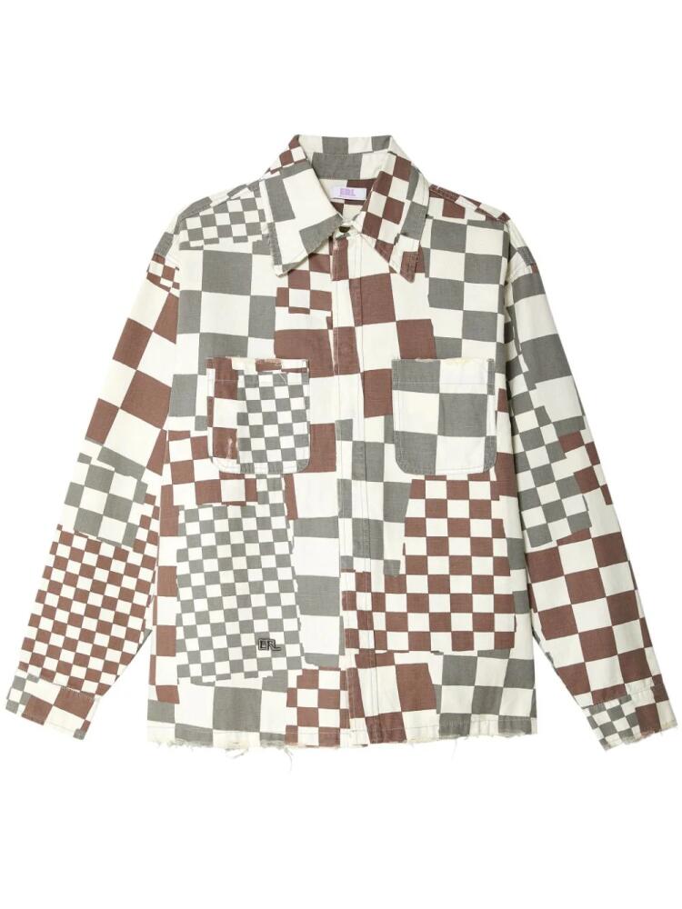 ERL checkered canvas shirt jacket - White Cover