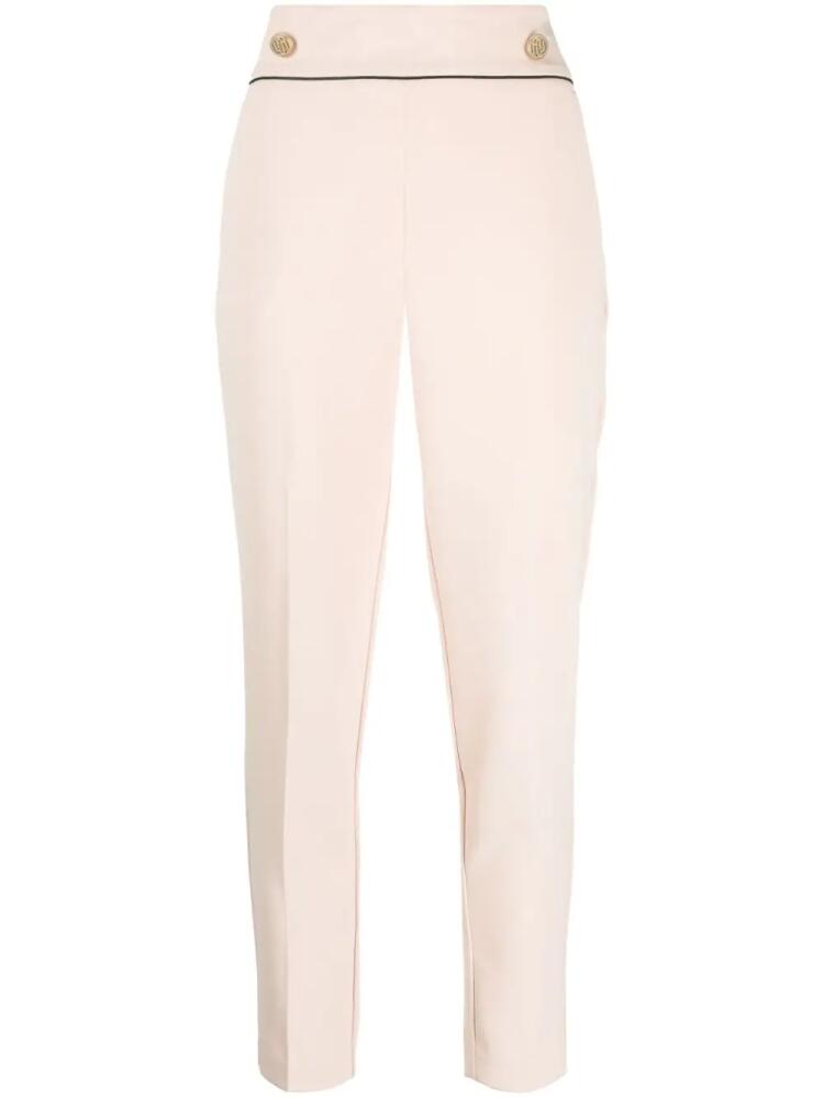 LIU JO button-embellished cropped trousers - Pink Cover