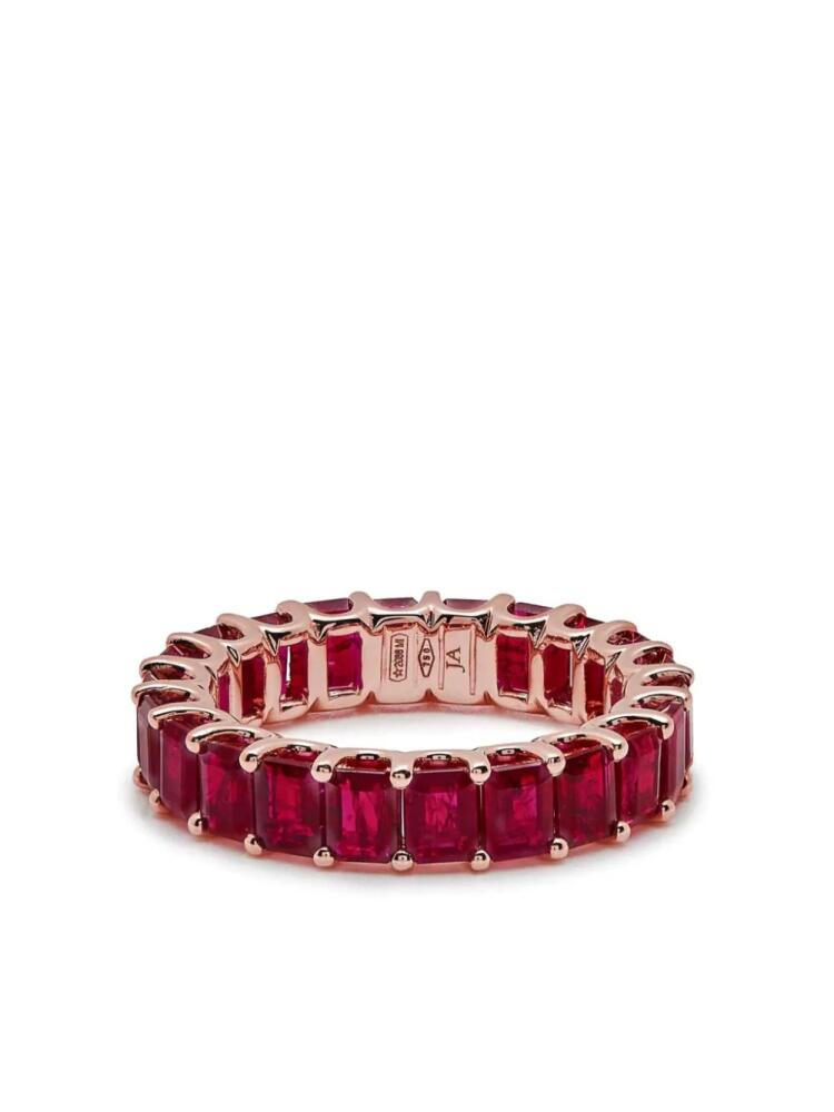 Jewels Aficionado 18kt rose gold Eternity ruby band ring - Pink Cover