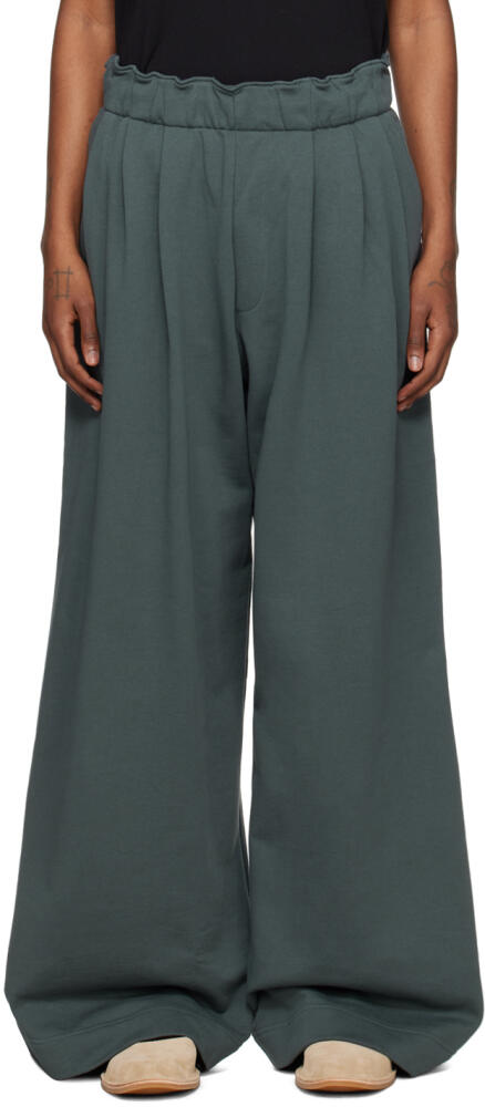 Dries Van Noten Blue Pleated Sweatpants Cover