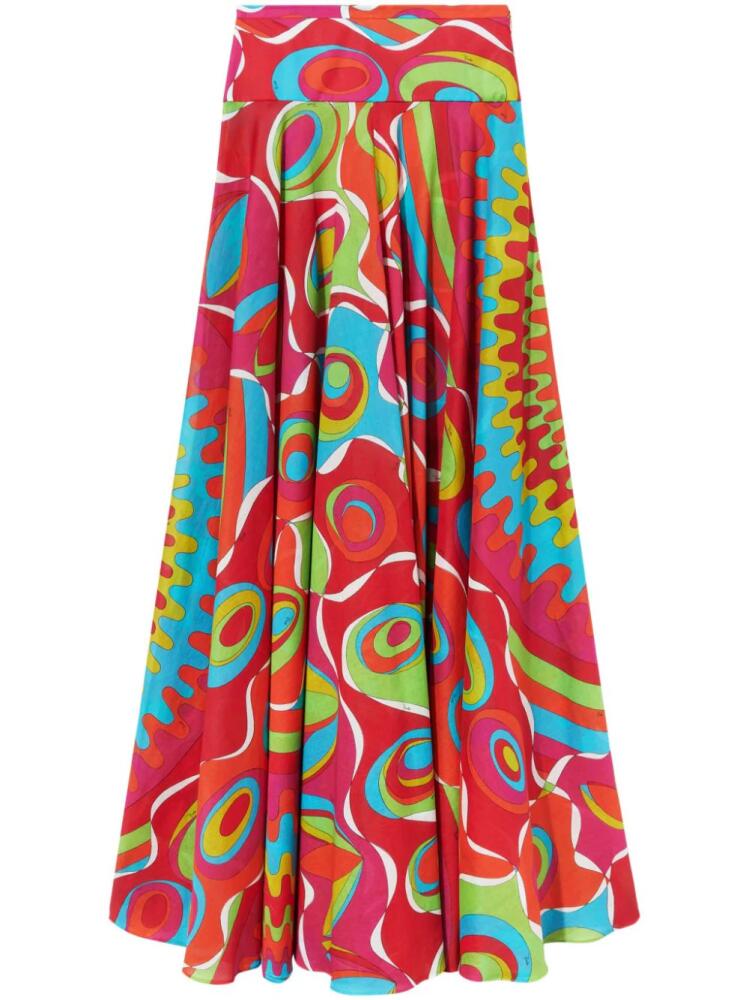 PUCCI Bersaglio-print cotton maxi skirt - Red Cover