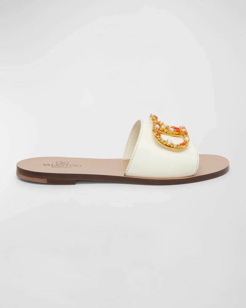 Valentino Garavani VLogo Embellished Medallion Slide Sandals Cover