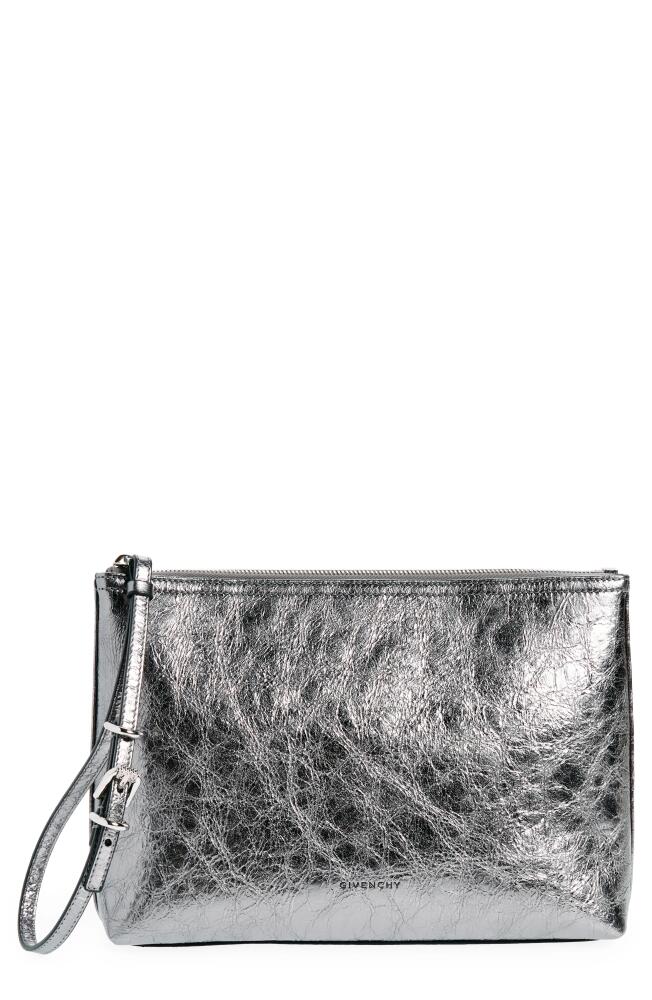 Givenchy Voyou Metallic Leather Travel Pouch in Silvery Grey Cover