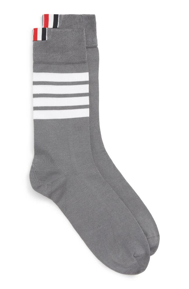 Thom Browne Stripe Crew Socks in Medium Grey Cover