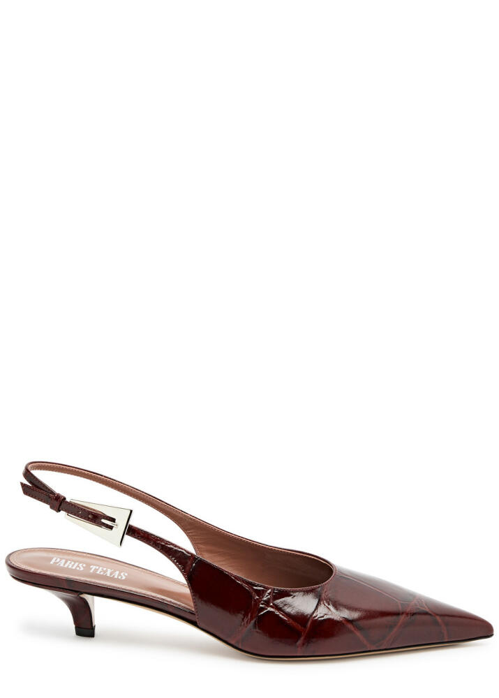 Paris Texas Jessica 35 Crocodile-effect Leather Slingback Pumps - Burgundy Cover