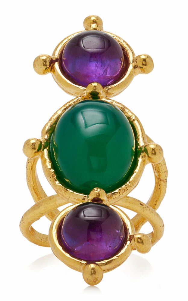 Sylvia Toledano - 22K Gold-Plated Malachite and Amethyst Cleo Ring - Green - Gifts For Her Cover