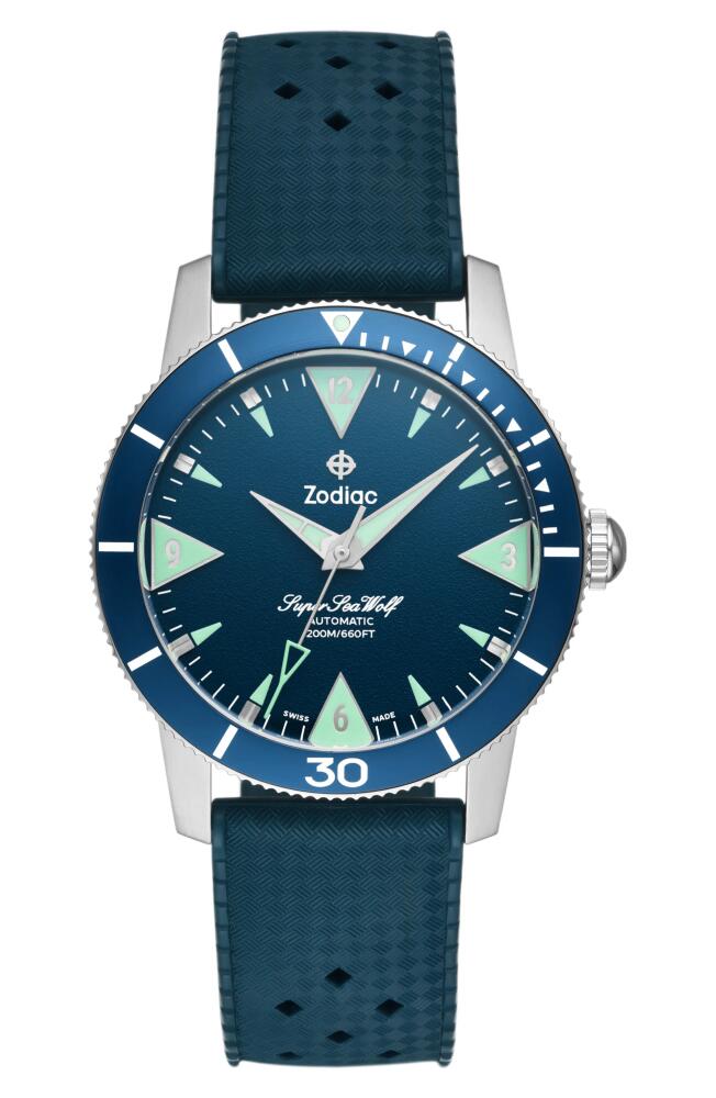 Zodiac Super Sea Wolf Rubber Strap Watch, 39mm in Blue Cover