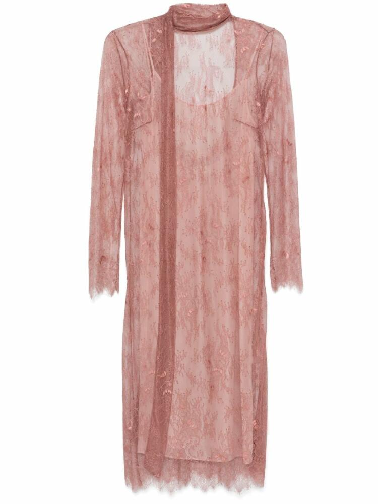 Blumarine Chantilly-lace scarf midi dress - Pink Cover