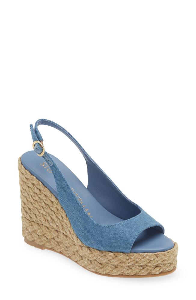 Stuart Weitzman Island Espadrille Wedge Sandal in Washed/Natural/vintage Denim Cover