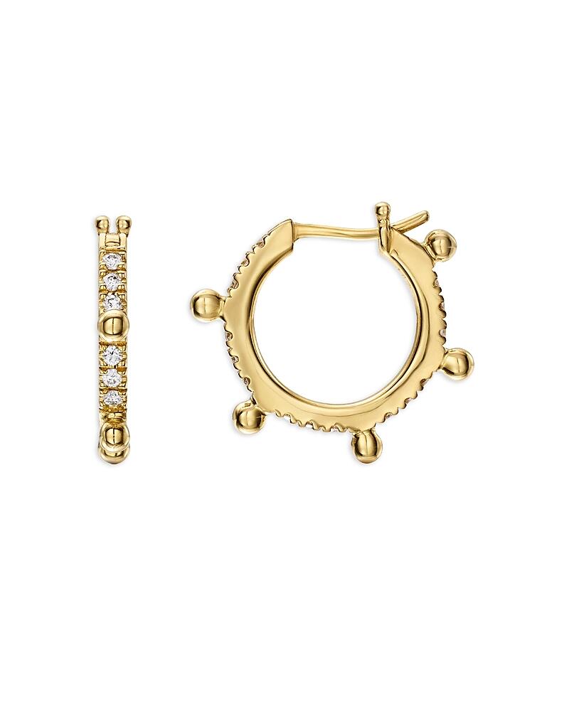 Temple St. Clair 18K Yellow Gold Classic Diamond Granulated Small Hoop Earrings Cover