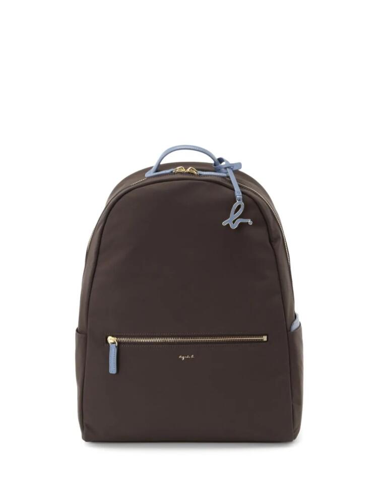 agnès b. logo-lettering removable-pouch backpack - Brown Cover