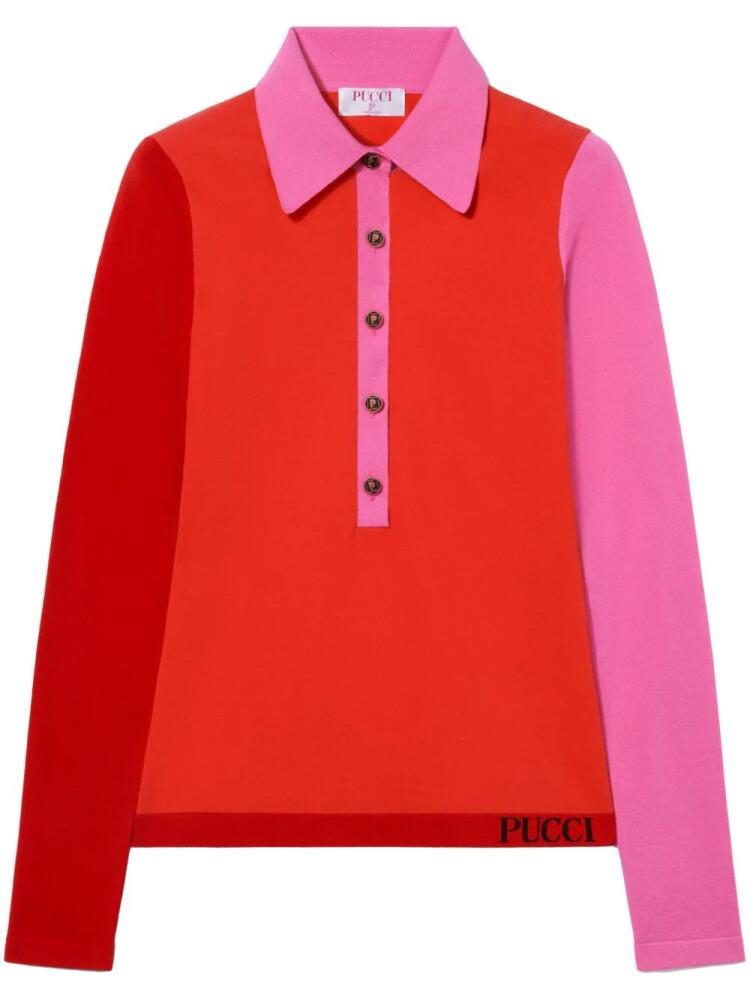 PUCCI colour-block knitted polo shirt - Red Cover