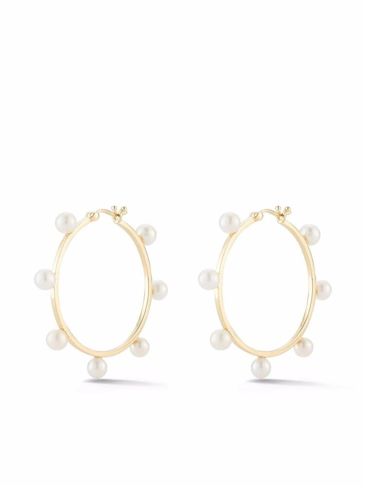 Mateo 14kt yellow gold large pearl dot hoop earrings Cover