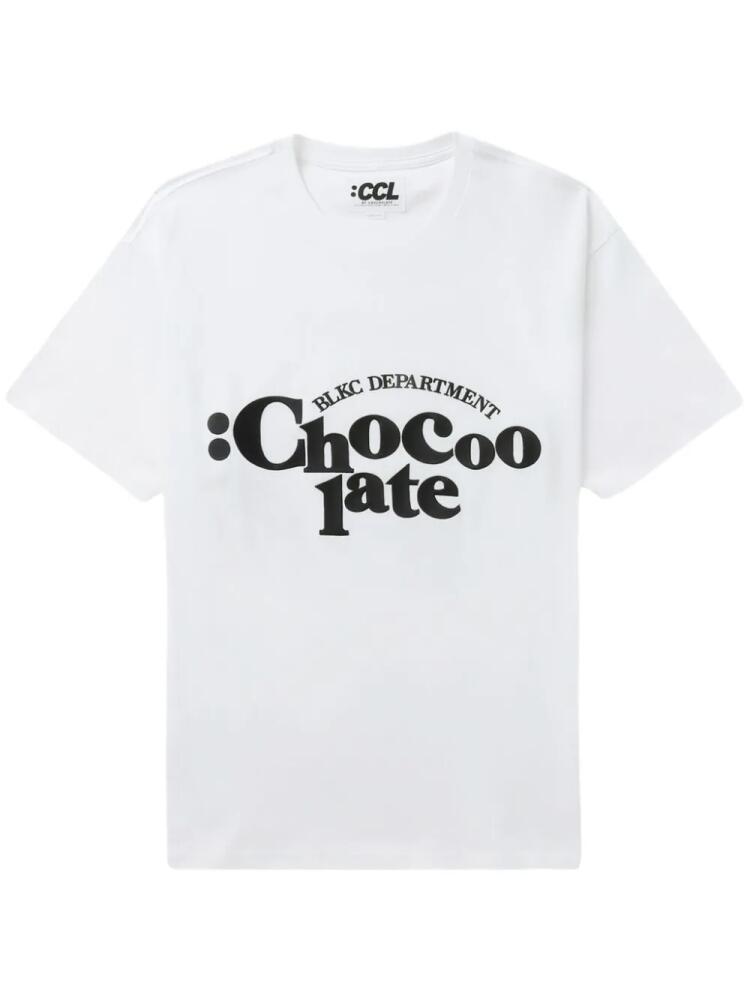 CHOCOOLATE logo-print cotton T-shirt - White Cover