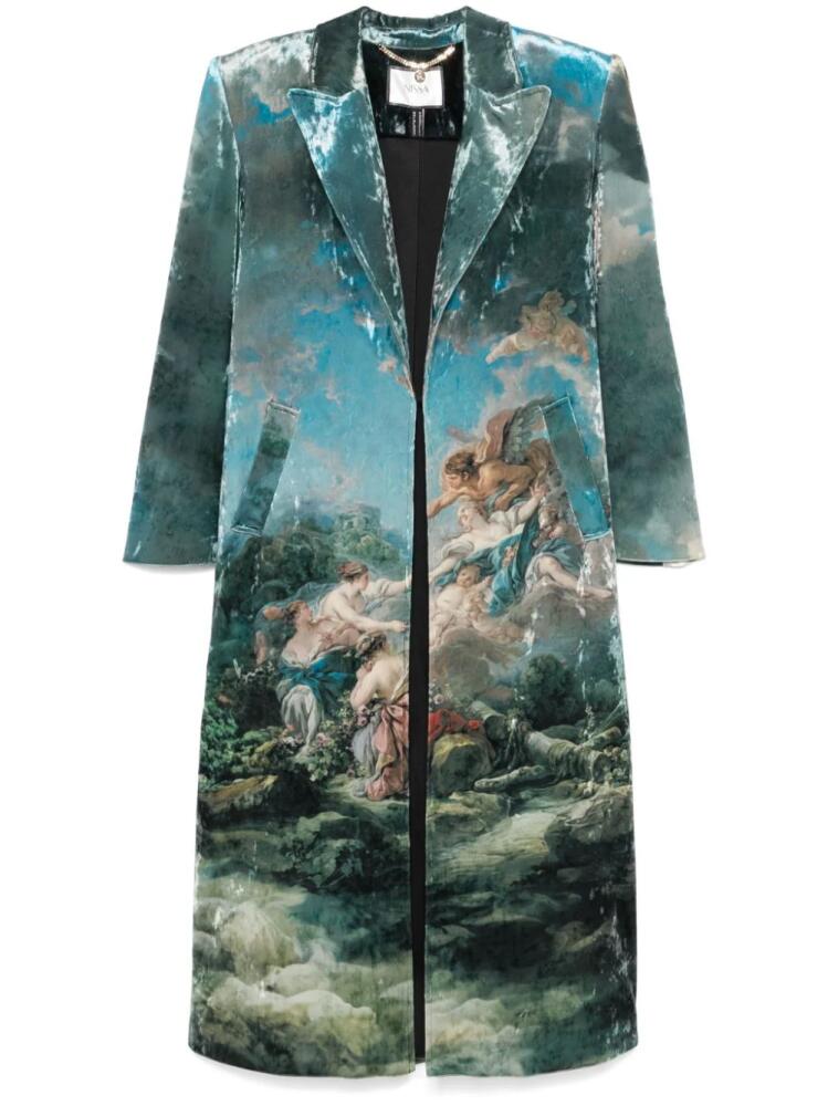 NISSA printed velvet coat - Blue Cover