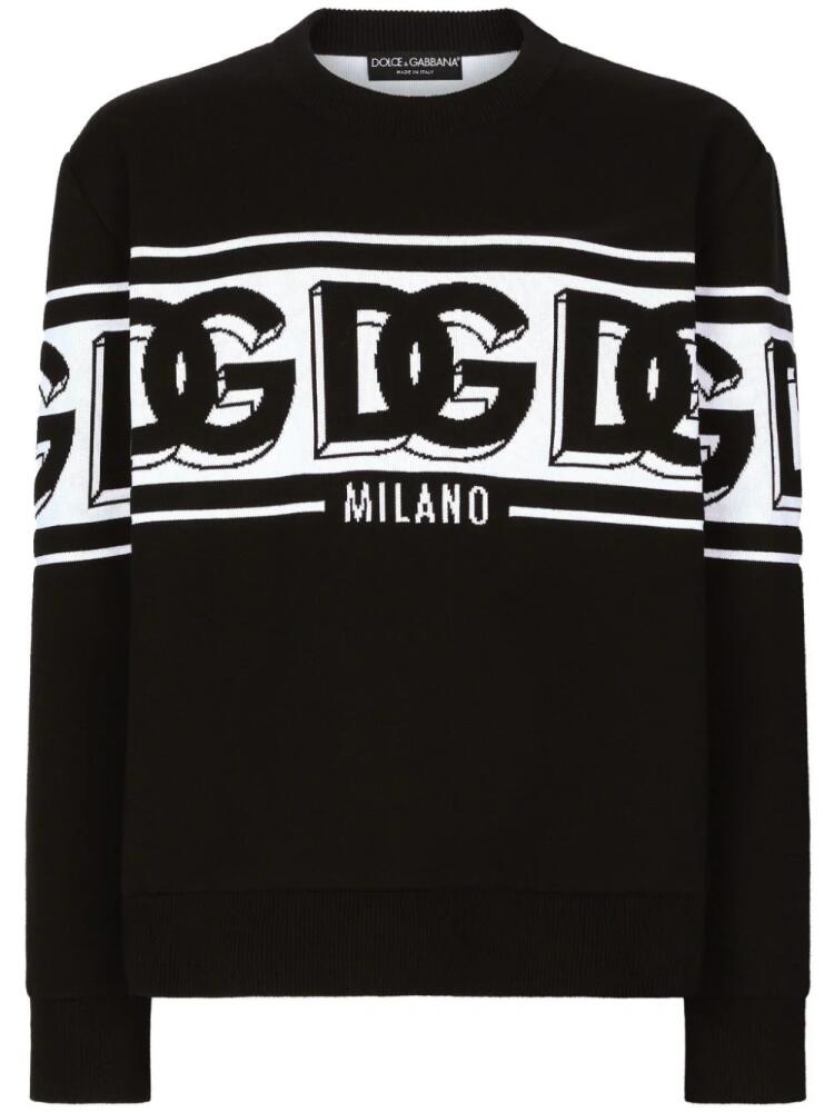 Dolce & Gabbana intarsia knit-logo crew-neck jumper - Black Cover