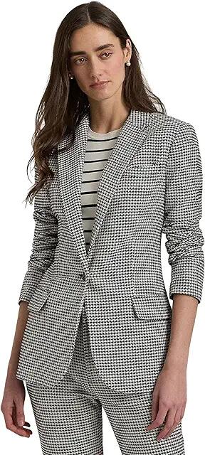 Lauren Ralph Lauren Houndstooth Cotton-Blend Twill Blazer (Black/Mascarpone Cream) Women's Jacket Cover