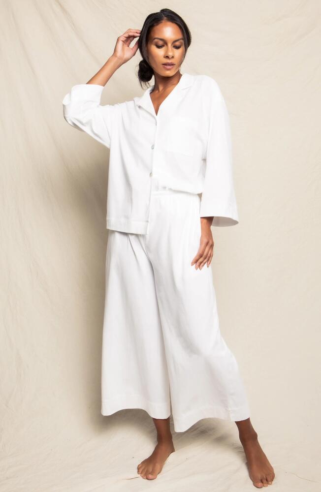 Petite Plume Olivia Wide Leg Pima Cotton Pajamas in White Cover