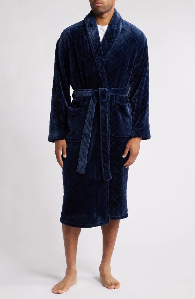 Majestic International Crossroads Basket Weave Fleece Robe in Navy Cover