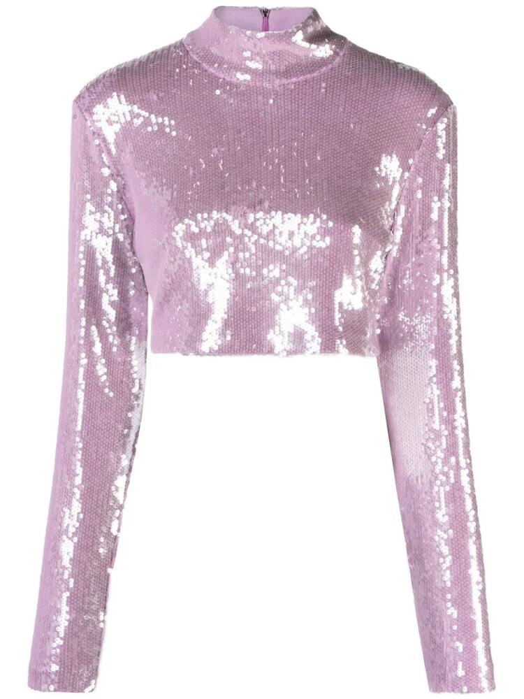 ROTATE BIRGER CHRISTENSEN sequin-embellished crop top - Purple Cover