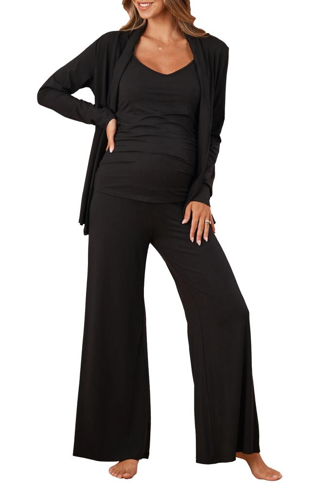 Angel Maternity Street to Home Maternity/Nursing Cardigan, Camisole & Pants Set in Black Cover