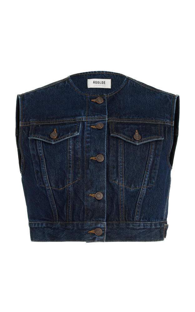 Agolde - Leo Cropped Denim Vest - Blue Cover