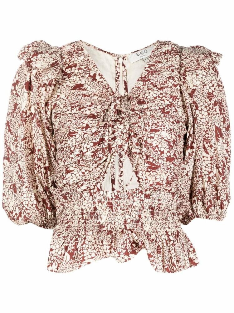 Sea floral-print puff-sleeves blouse - Neutrals Cover