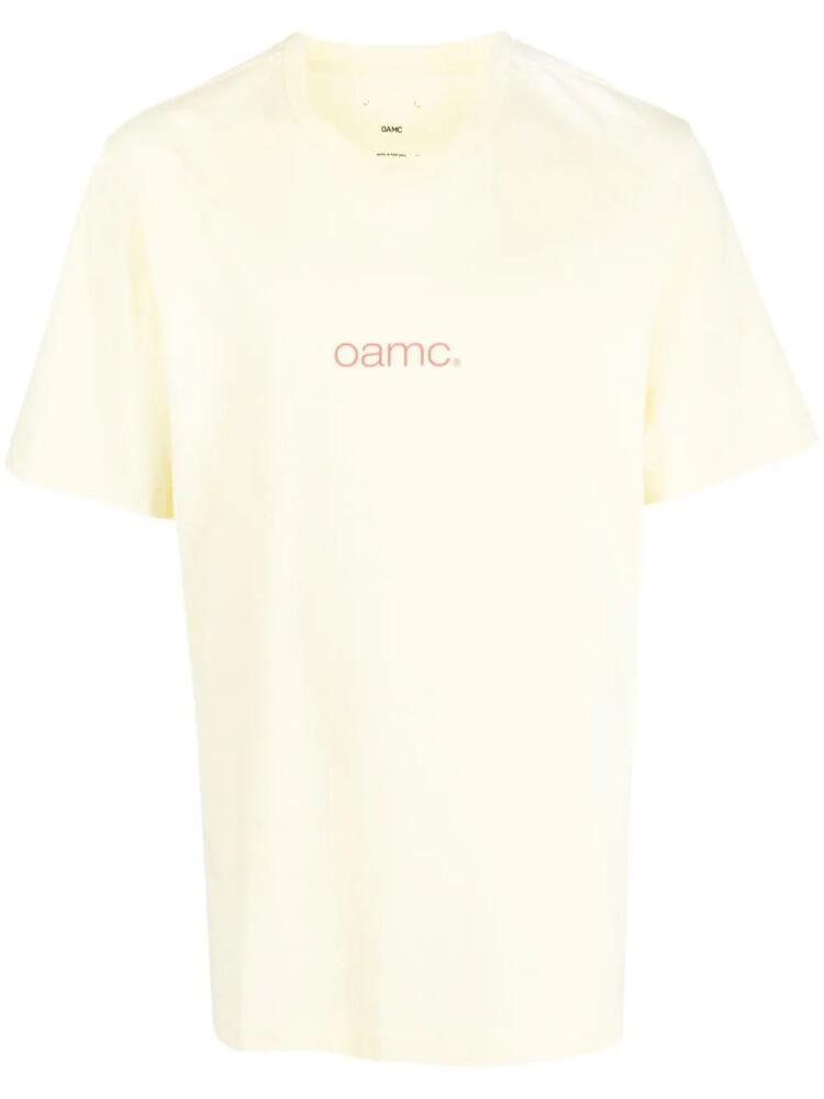 OAMC logo-print cotton t-shirt - Yellow Cover