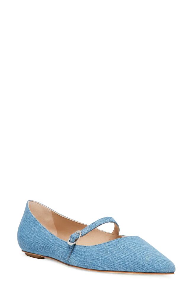 Stuart Weitzman Emilia Mary Jane Flat in Washed Denim Cover