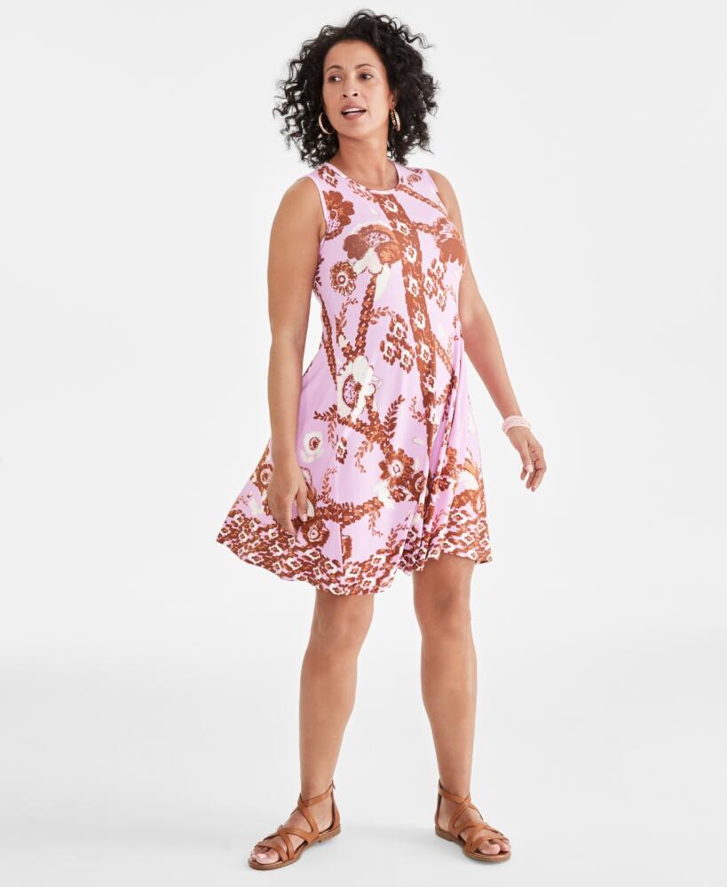 Style & Co Petite Brenton Border-Print Flip Flop Dress, Created for Macy's - Brenton Wine Cover