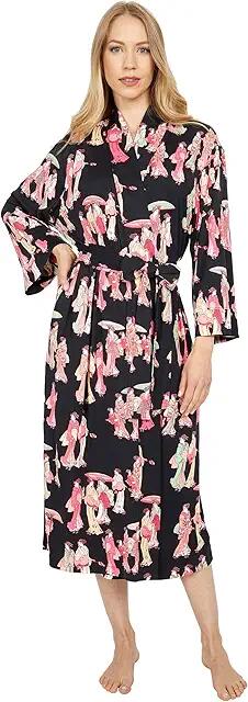 N by Natori Geisha - Cozy Knit Robe (Black Multi) Women's Robe Cover