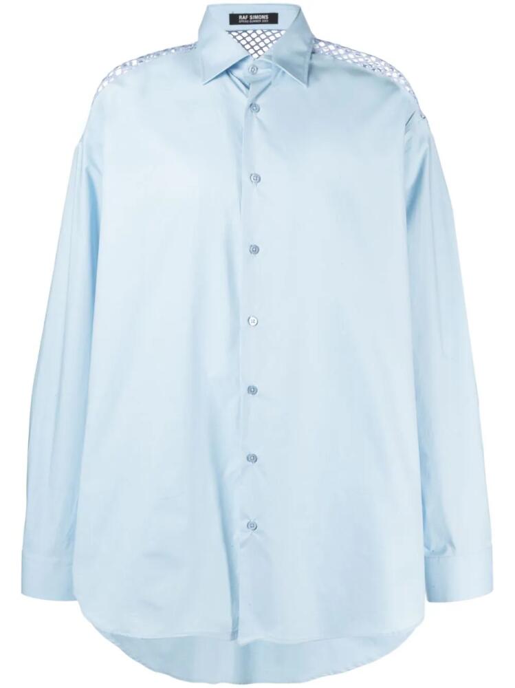 Raf Simons mesh-panel cotton shirt - Blue Cover