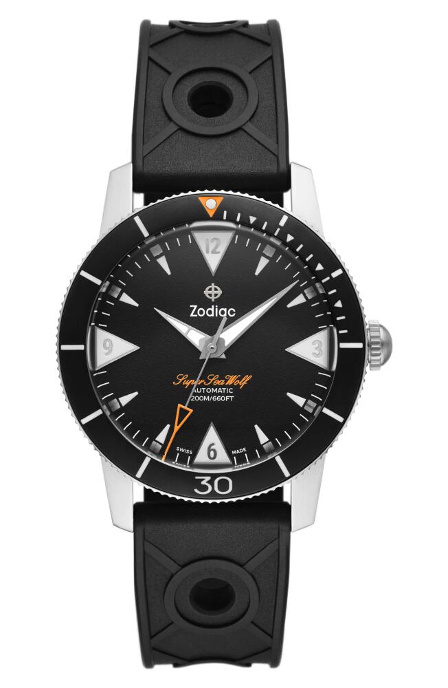 Zodiac Super Sea Wolf Rubber Strap Watch, 39mm in Black Cover